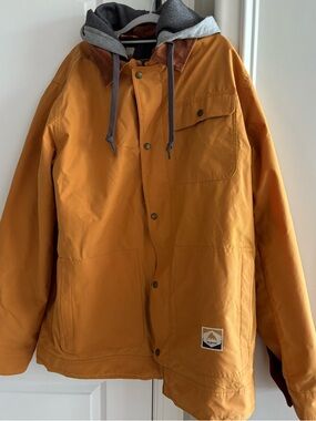 Burton Men's Field Jacket in Rust Orange with Gray Hood